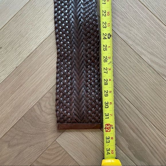 Woven brown leather belt with hooks | S - XS - Picture 8 of 8